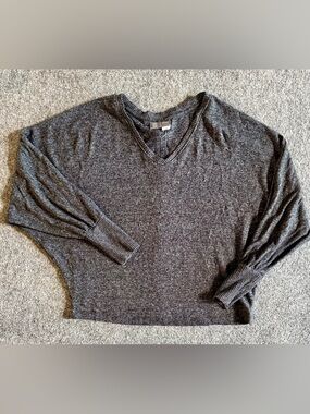 Anthropologie  V-Neck Sweater in Charcoal Gray